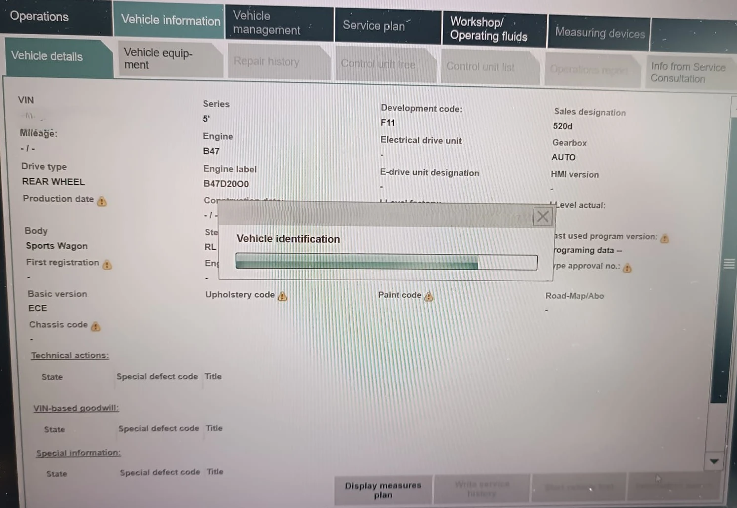 BMW ISTA vehicle identification progress