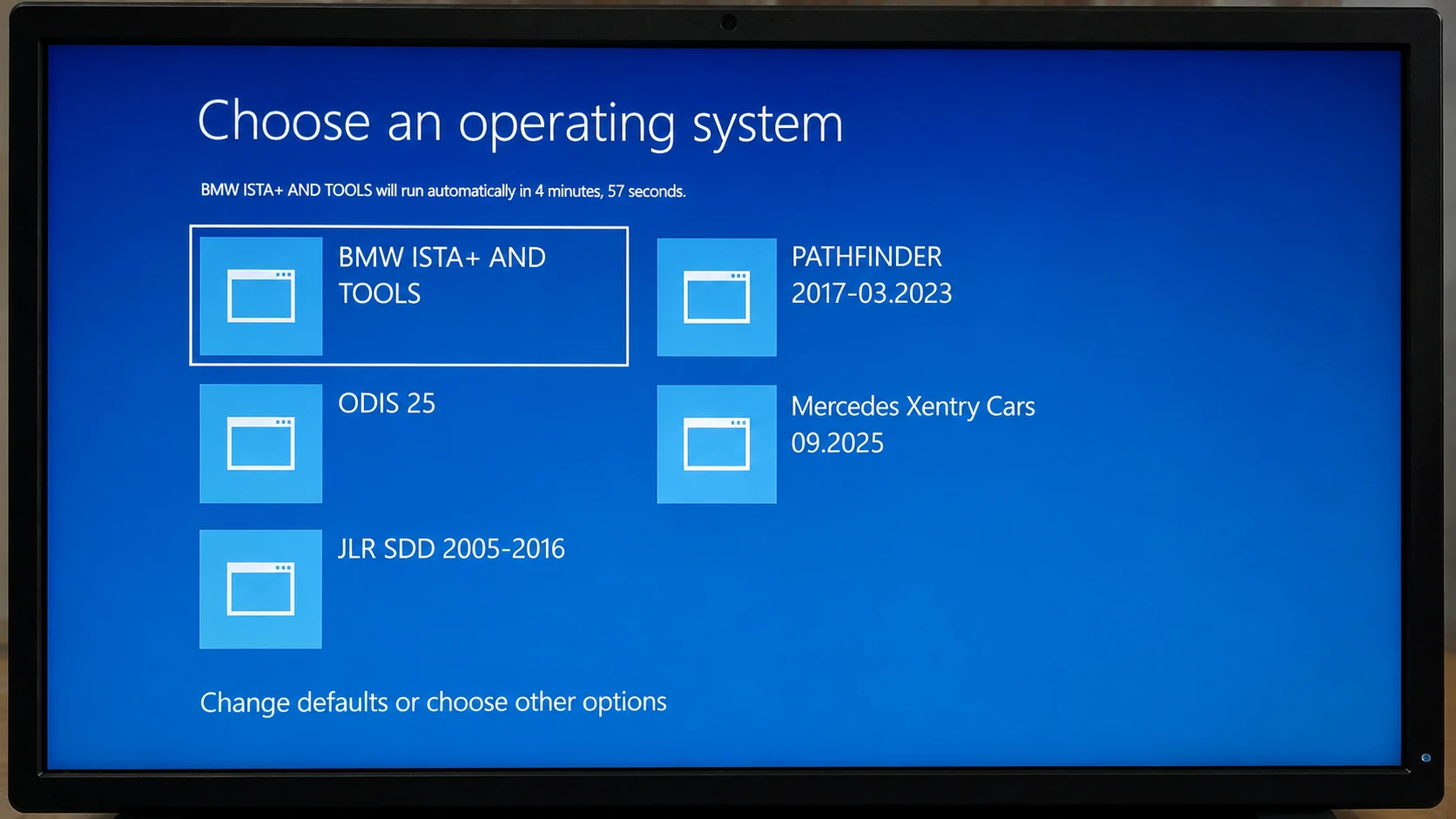 Custom multi-brand diagnostic system boot selection