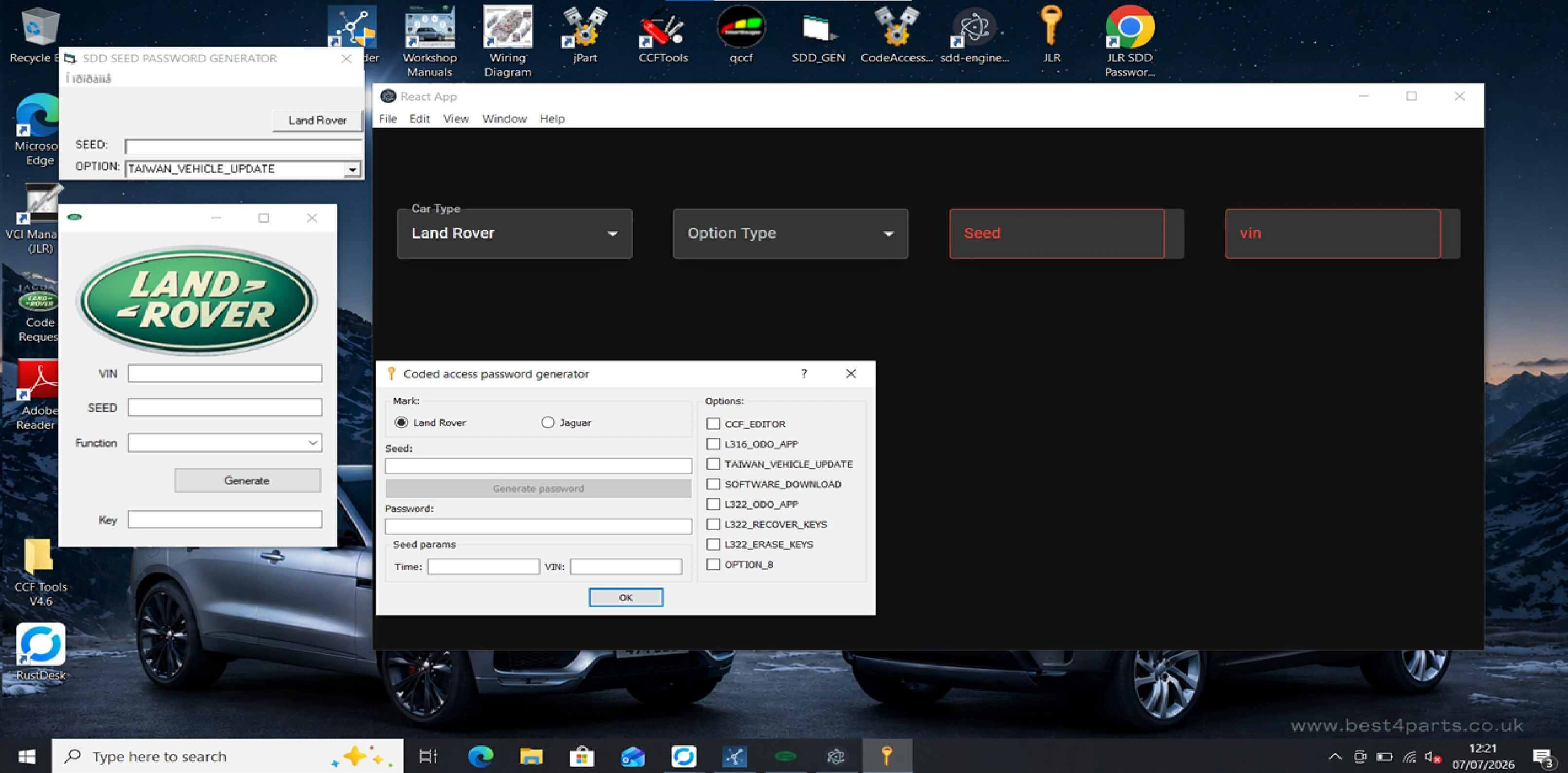 JLR Pathfinder configuration tools