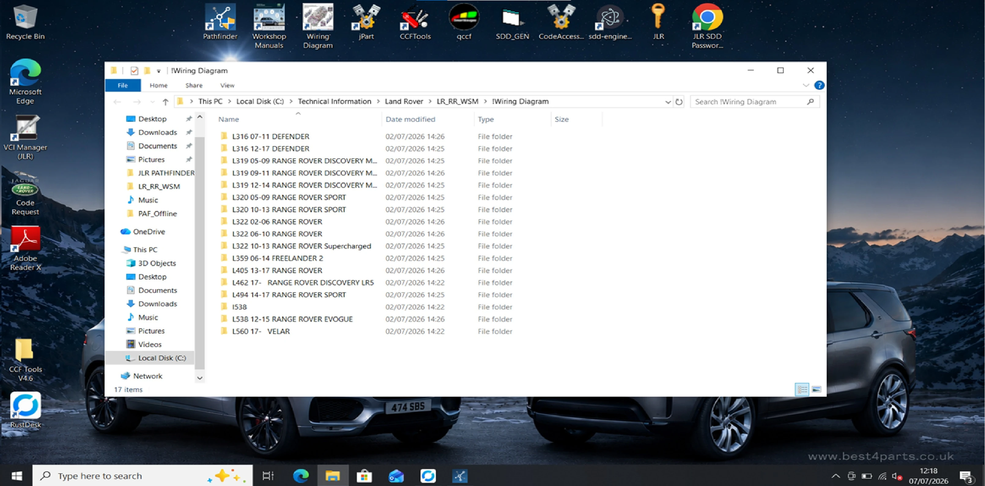 JLR Pathfinder offline resources