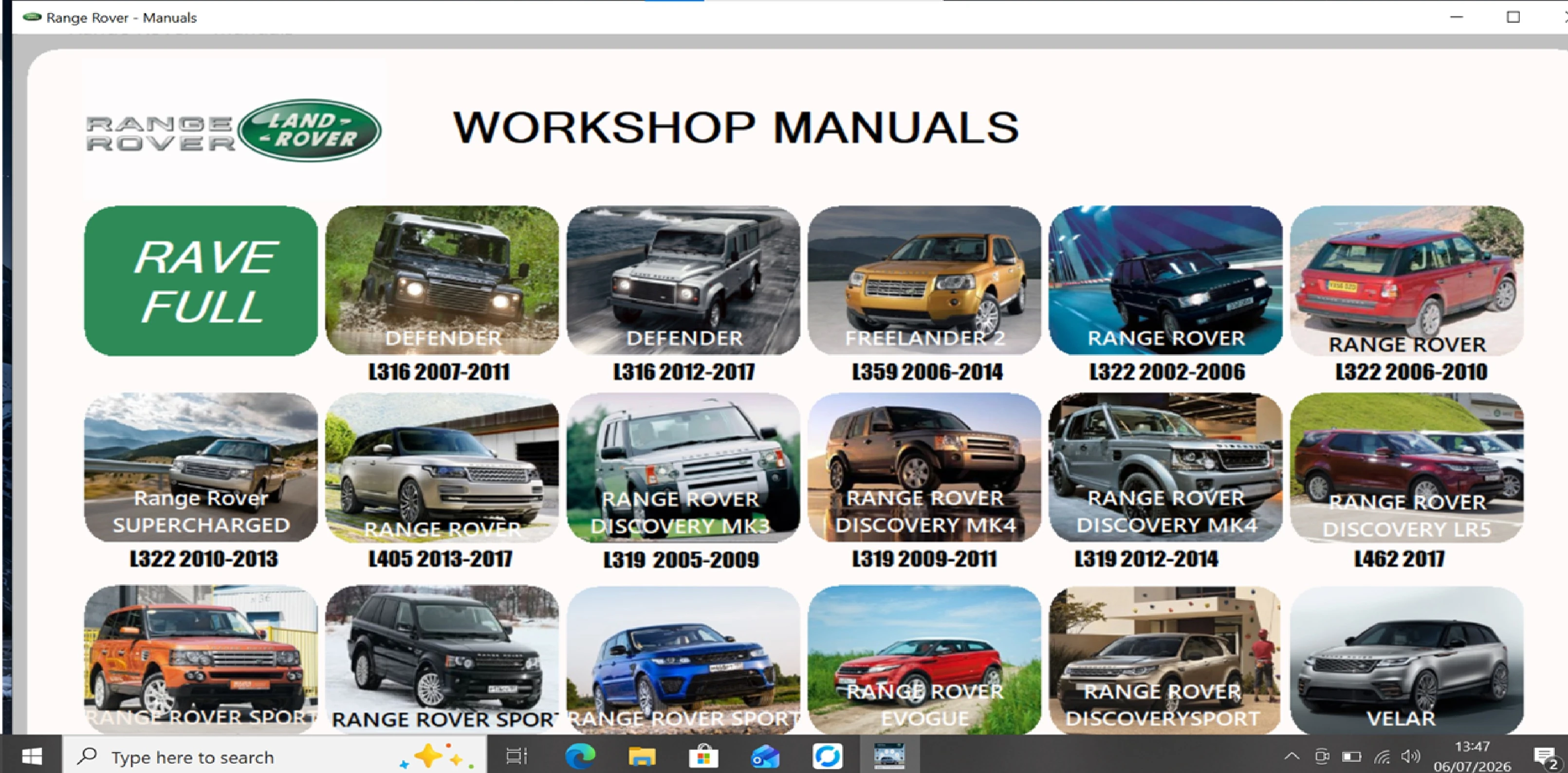JLR SDD workshop manuals