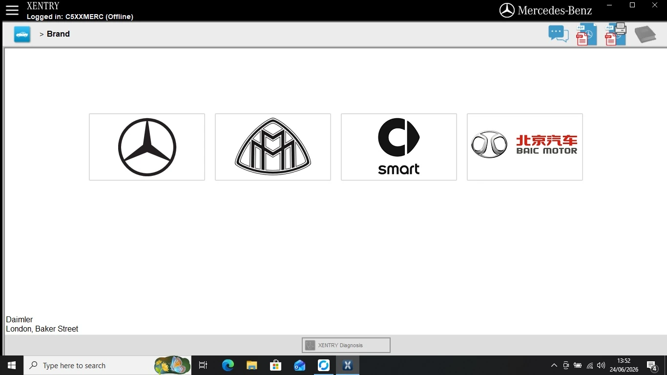 Mercedes Xentry brand selection