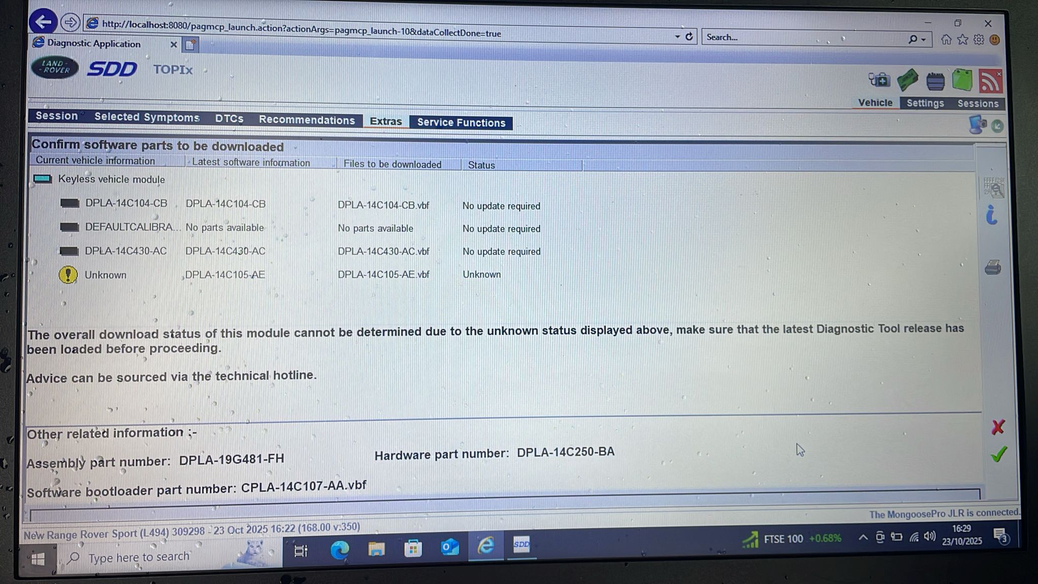 JLR SDD module configuration