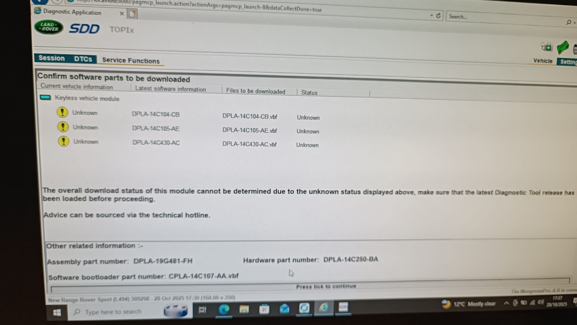 JLR SDD diagnostic module list