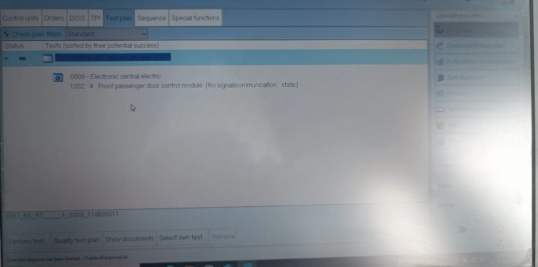 VAG ODIS diagnostic results